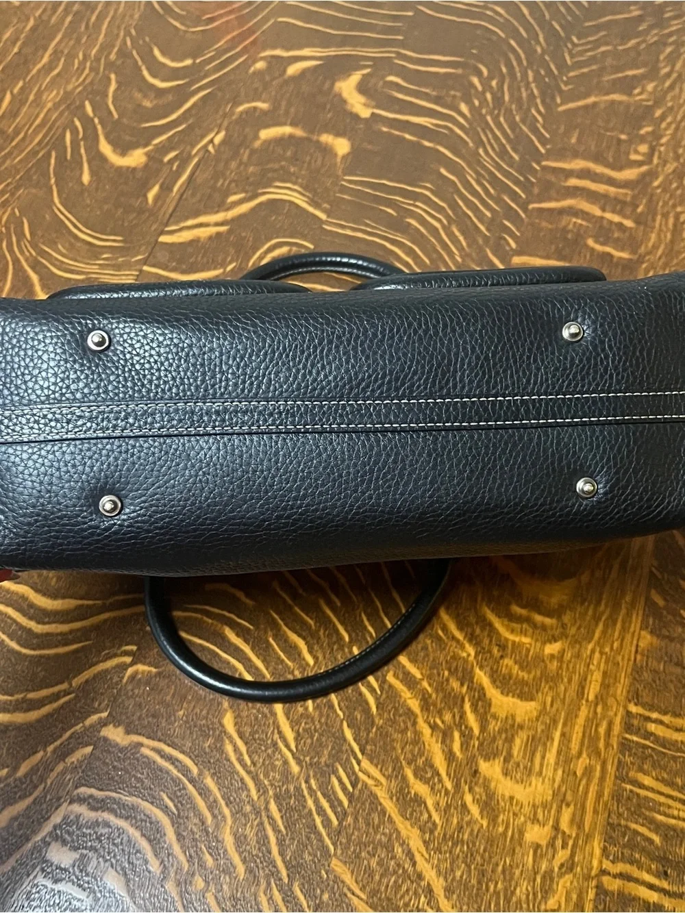 Dooney & Bourke Black Pebbled Leather Double Pocket Satchel